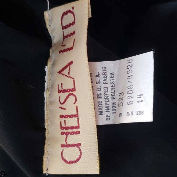 Vintage Chel'sea L'td. belted dress size 14 Made in the USA Black - Picture 11 of 11